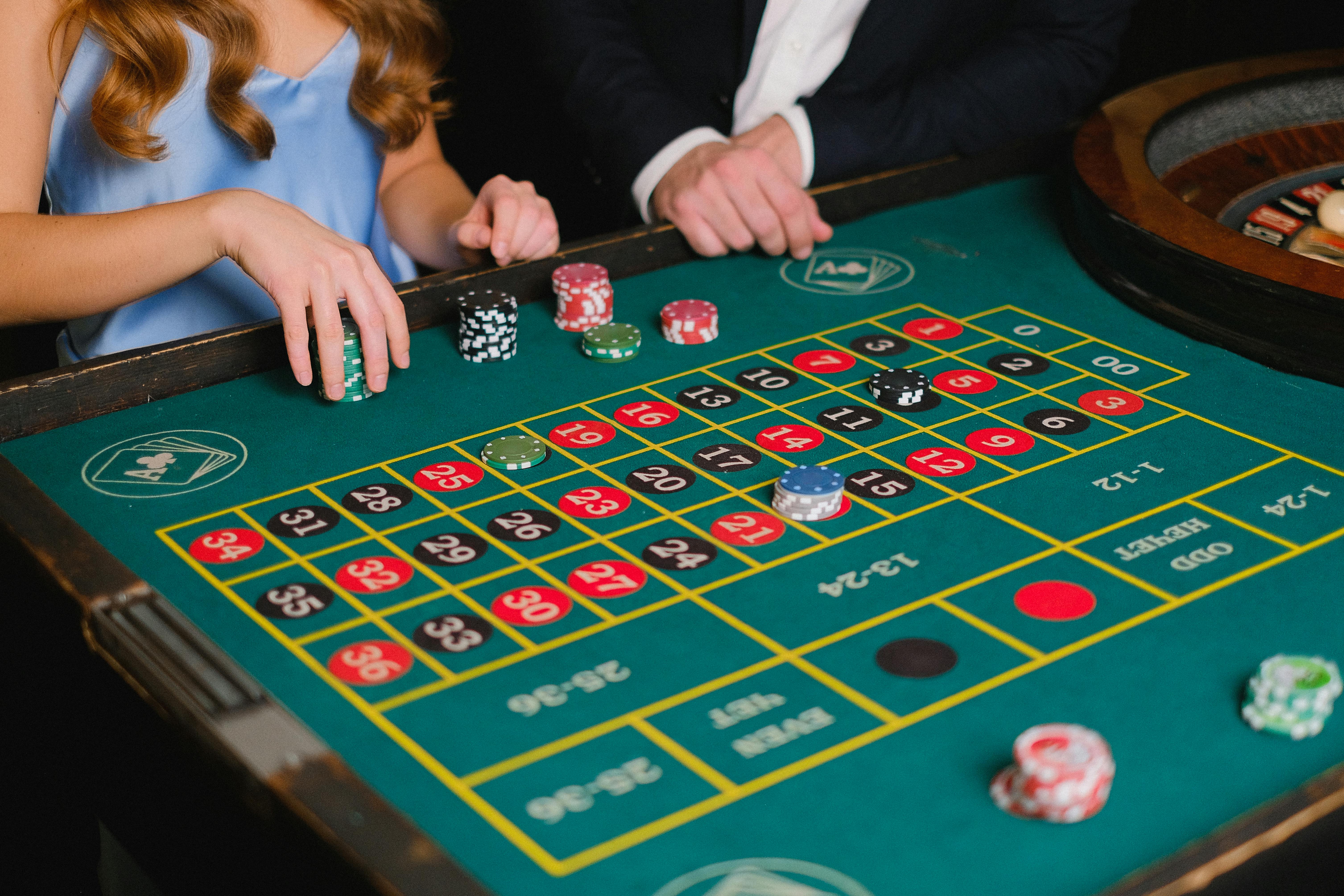 roulette table at casino