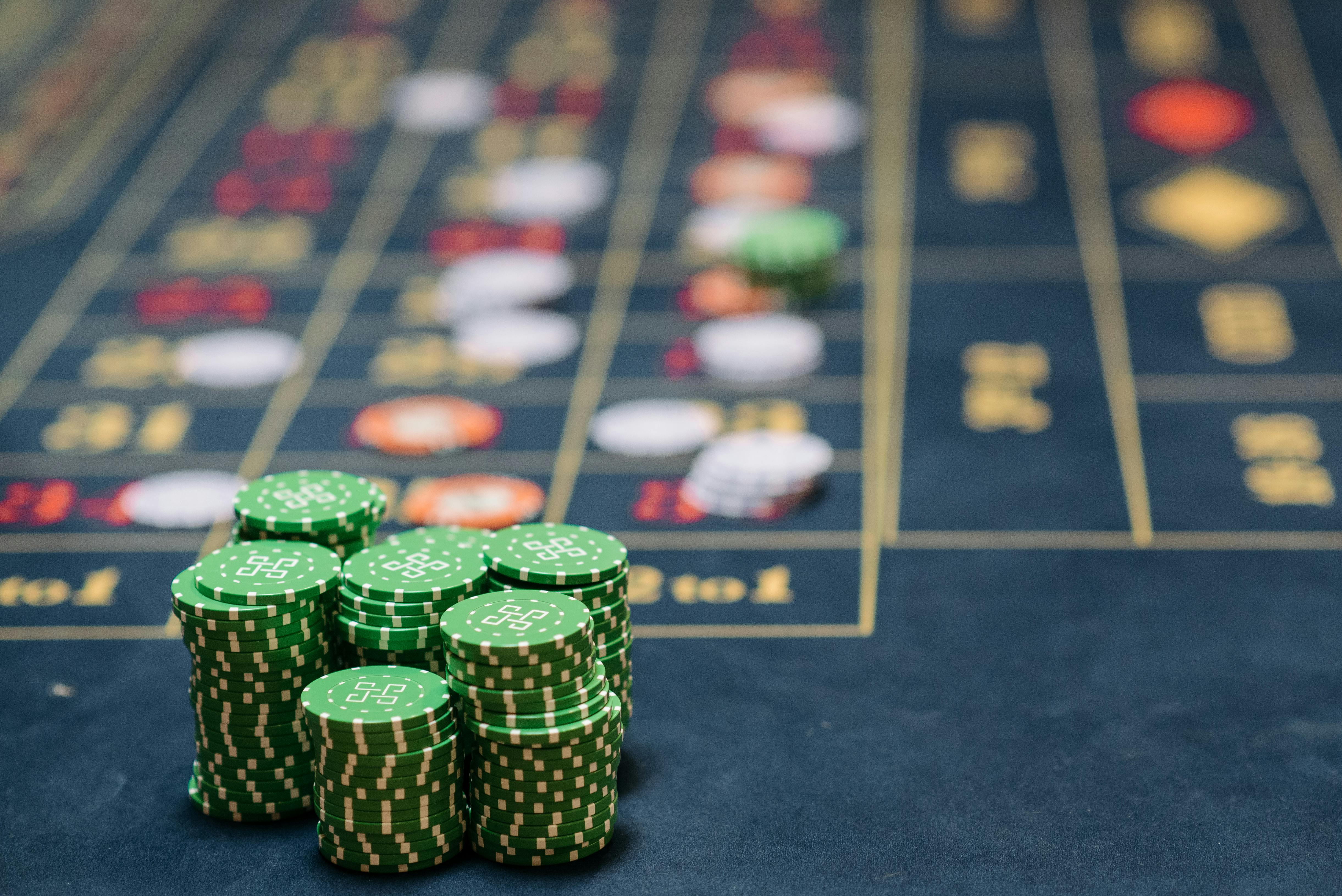 casino poker chips on table